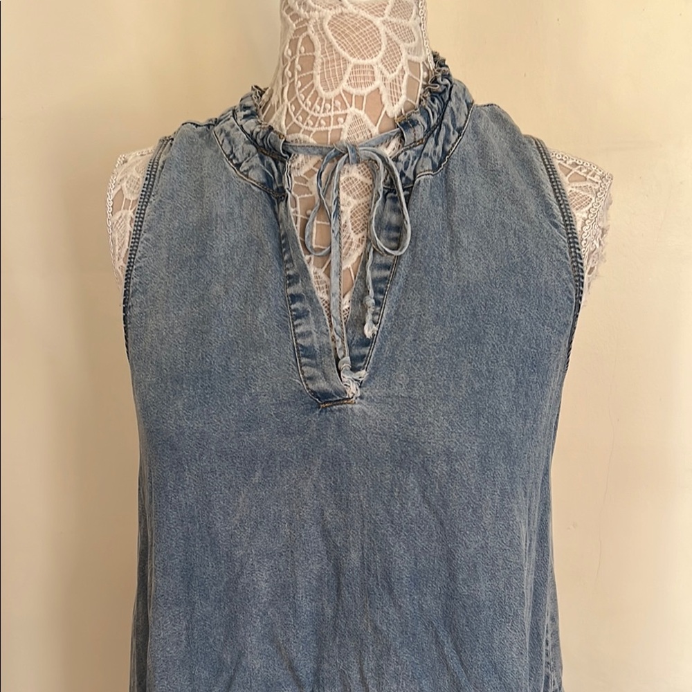 Catherine Malandrino Blue Jean like Smocked Ruffled Dress - Picture 3 of 11